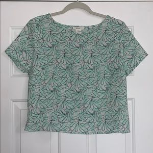 BCNU Nordstrom Teal & White Shell Crop Top